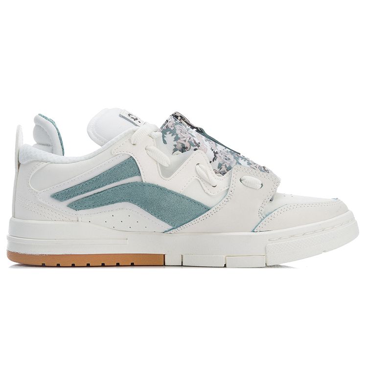 Li Ning Og-Slick X Weiwu Non-Slip Wear-Resistant Balanced Lightweight Breathable Low-Top Skate Shoes Women Skate Shoes White Green AECR046-1