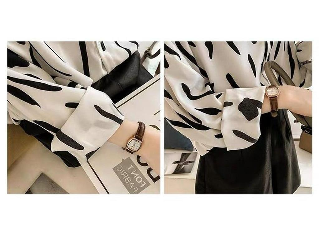 Women's Plus Size Korean Style Graffiti Print Long Sleeve Blouse