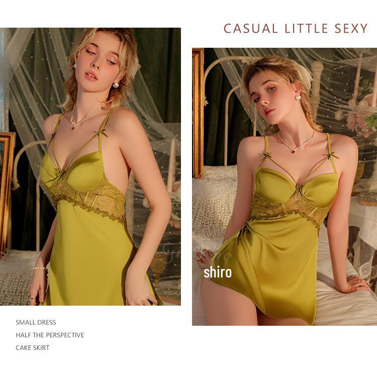 Gorgeous Backless Satin Nightgown and Outer Robe Set for Women - Summer Casual, Breathable Homewear 