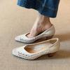 Vintage Handmade Weaving Thick Heel Women's Shoes French Hollow Out Shallow Mouth Sandals Women's Summer High Heels Shoes