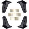 Set of 4 Slanted Furniture Legs 80 Mm Black Aluminum – Screw Kit, Rubber Feet, Load 115 Kg