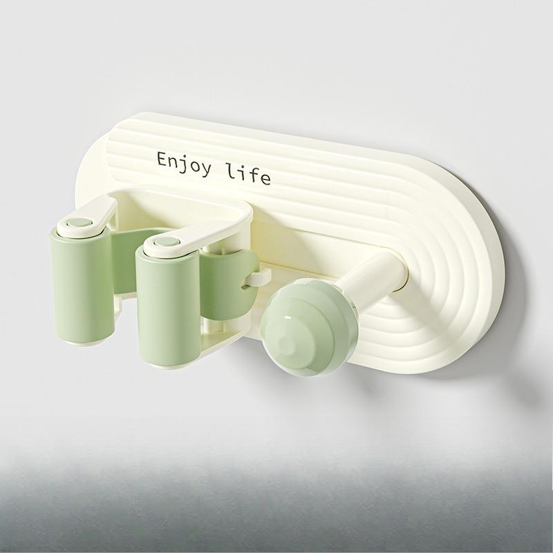 Color blocked mop clip no punching broom mop storage rack