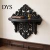 Home Decor Wall Shelf Vintage Floating for Wall, 3D Printed Gothic Carving Display Shelf, Style Mount Black Storage Rack Office Living Room Mounted