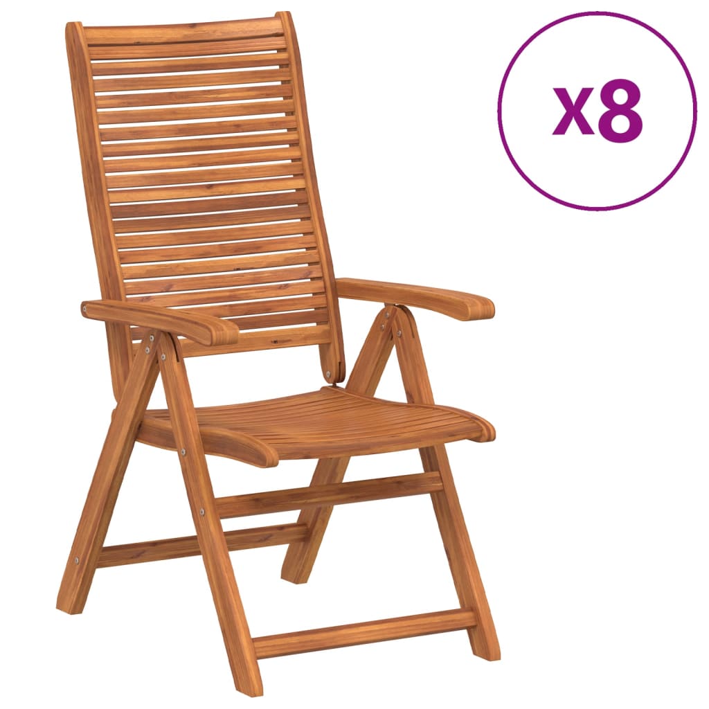 Garden Chairs 8 pcs Adjustable 56x72x107 cm Solid Acacia Wood