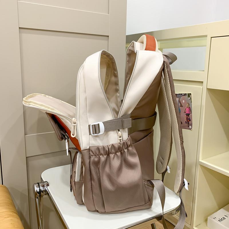 Student Skolväska Ryggsäck Stor Kapacitet Dam Färgblock Ryggsäck