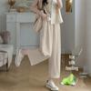 Plus Size Ice Silk Wide Leg Cropped Pants - Trendy Korean Style for Spring & Summer