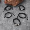 Retro Handmade Multi-Layer Skull Leather Bracelet Set - 5 Pieces