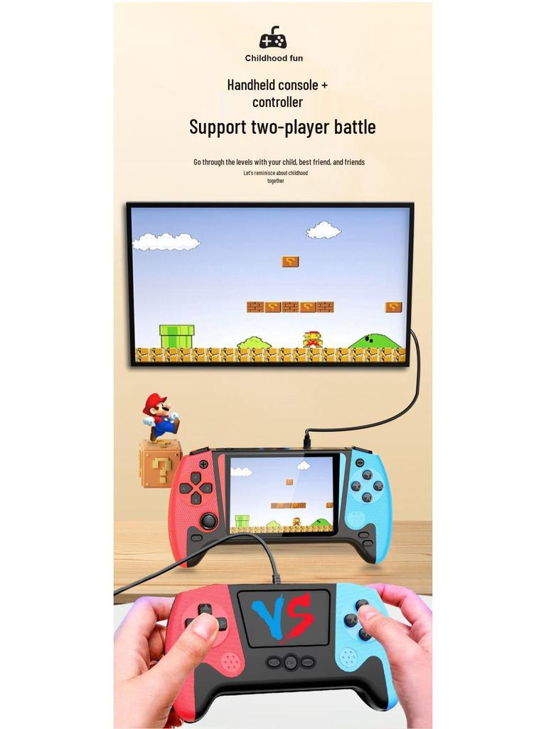 500 New Classic Handheld Game Console with Large Screen & Joystick for Two Players - Nostalgic Style