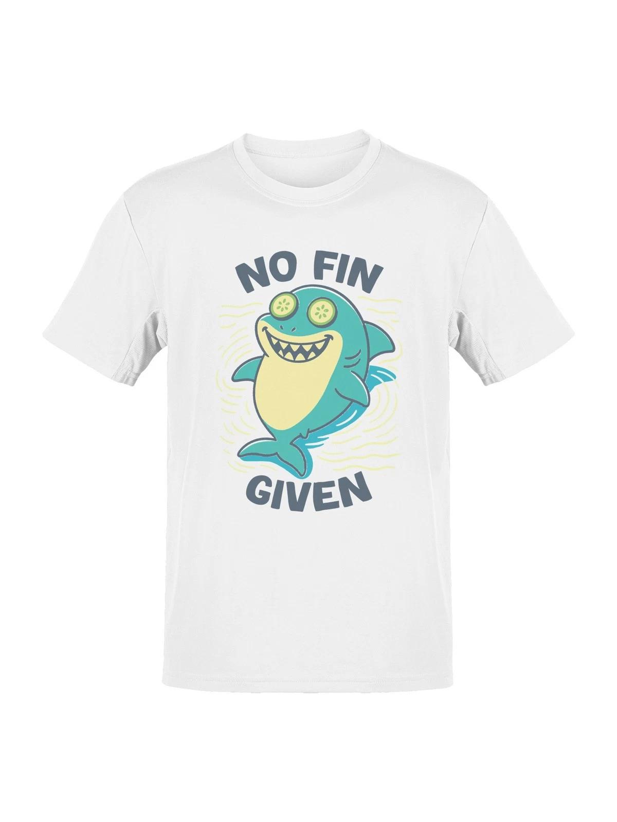 No Fin Given Shark Cartoon Men s T-shirt 3XL