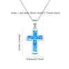 Blue Opal Cross Pendant Necklace | Silver Sweater Chain Christian Jewelry