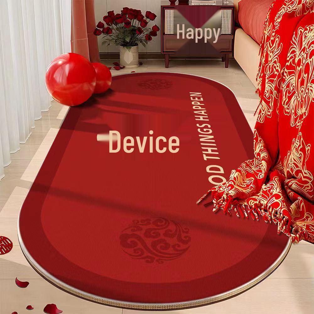 Newlywed Bedroom Crystal Velvet Rug: Red Carpet, Coffee Table & Bedside Mat, Dirt-Resistant