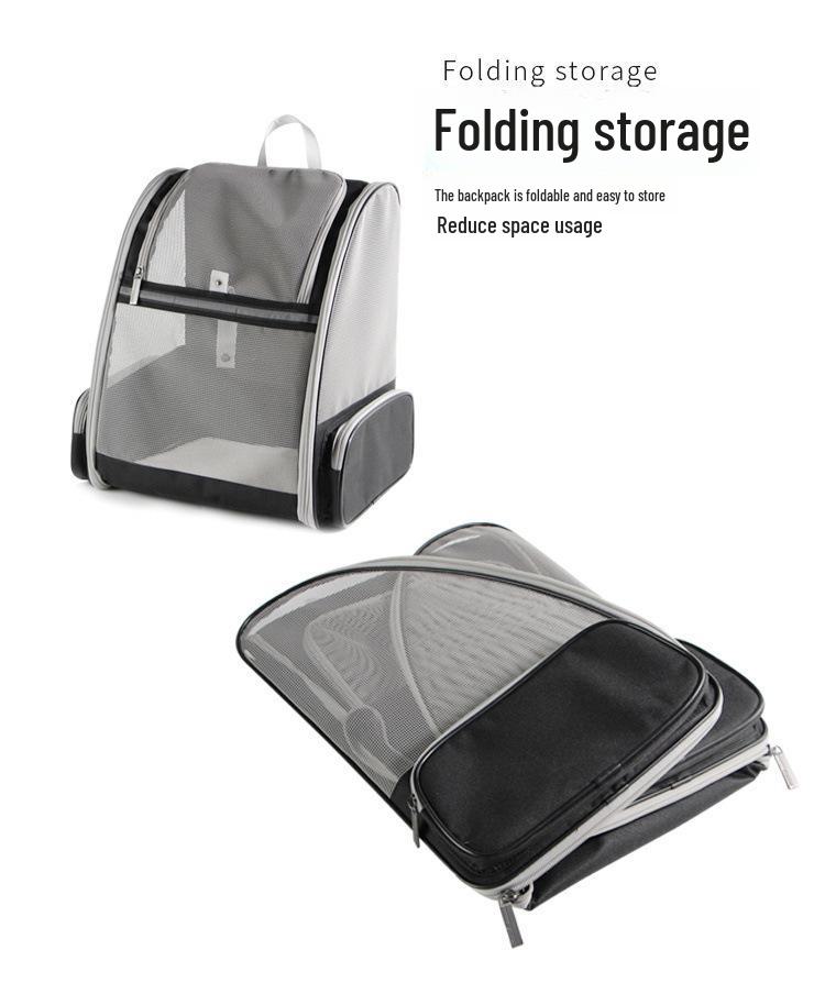 Sac à dos portable à double bandoulière pour chat - Sac de voyage pliable, tendance et de grande capacité pour animaux de compagnie