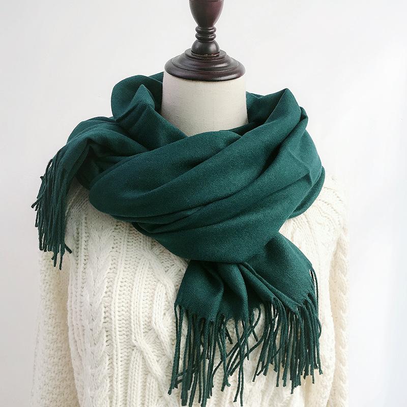 Solid Color Scarf for Women in Winter Korean Style Versatile Student Autumn and Winter Thickened Long Imitation Cashmere Red Men's Scarf Trendy