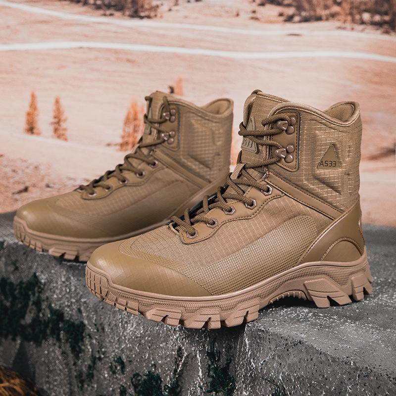 Large Size High-top Wolf Hiking Shoes Martin Boots Outdoor Field Training Battlefield Tactics Military Boots Men's Shoes