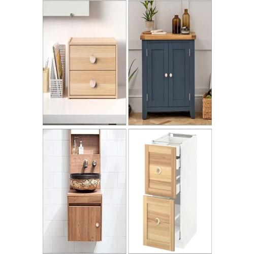 YFFSFDC Wooden Handles and Knobs, Set of 5, Round, for Interior Decor, Chests of Drawers, Furniture, Cupboards, DIY Use, Includes 5 Hardware and Screw