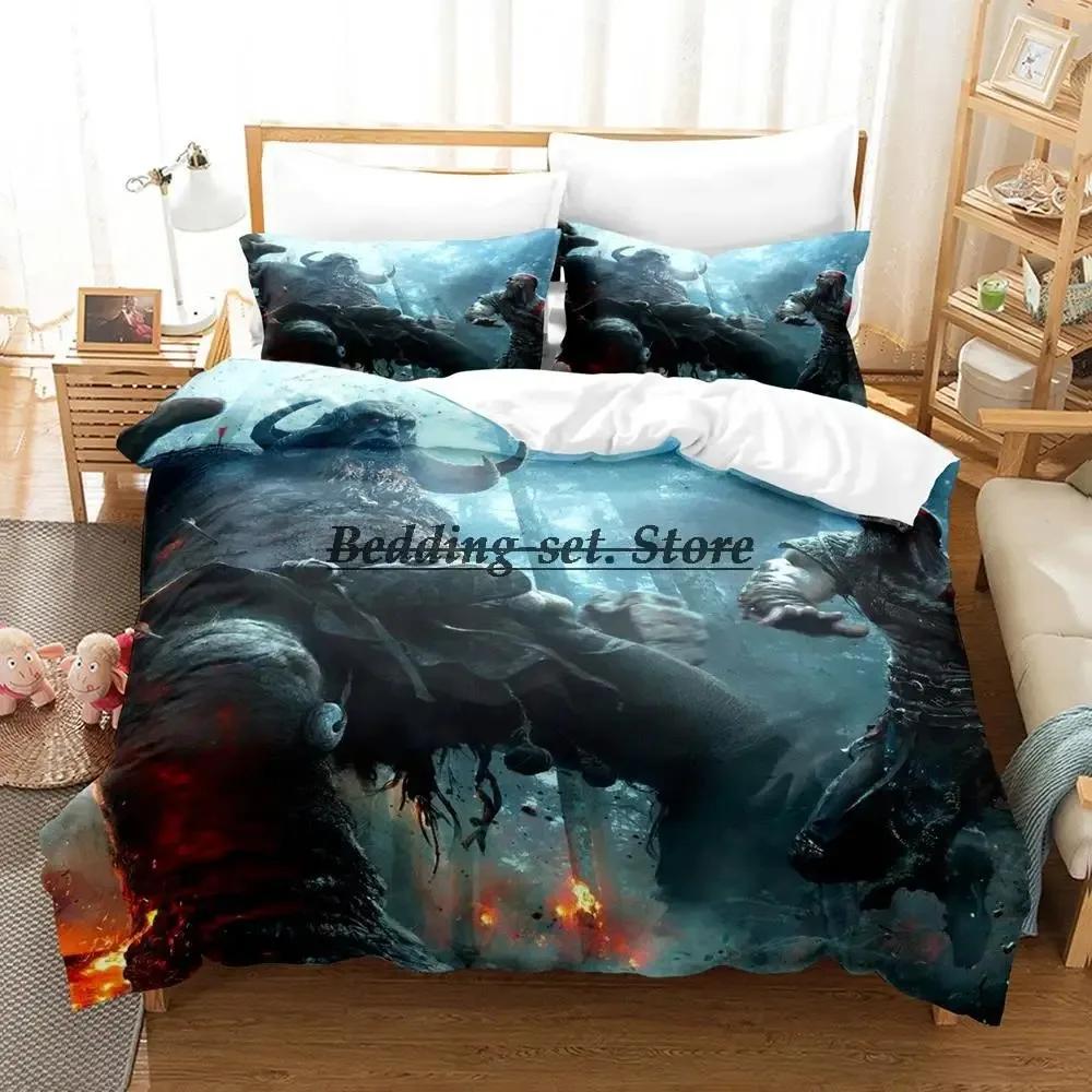God Of War Bedding Set Single Twin Full Queen King Size Bed Set Aldult Kid Bedroom Duvetcover Sets Anime Bed Sheet Set