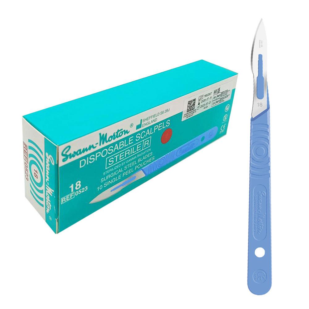 Swann-Morton Surgical Scalpel 18 Sterile 10-Pack Stainless Steel