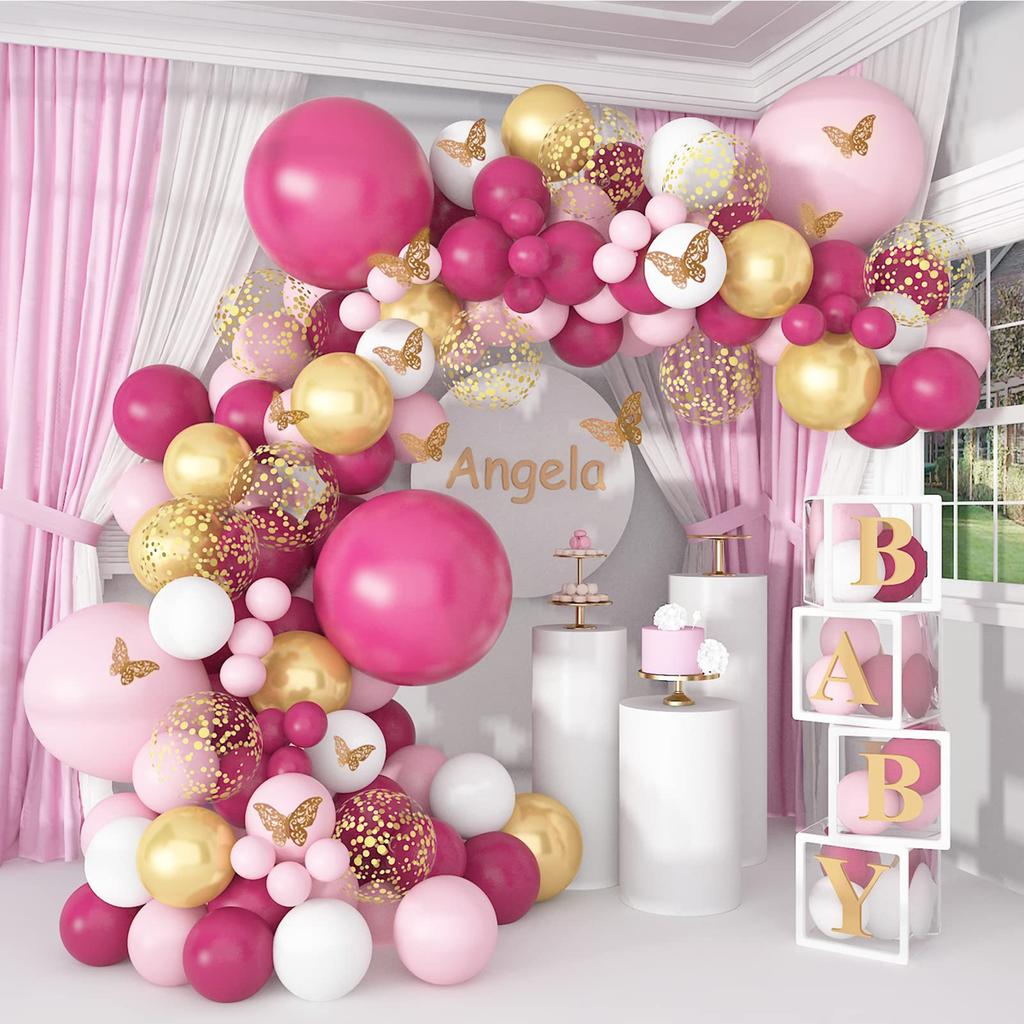 Pink Rose Gold Balloons Garland Arch Kit Birthday Party Decor Kids Wedding Birthday Party Supplies Baby Shower Decor Latex Balon