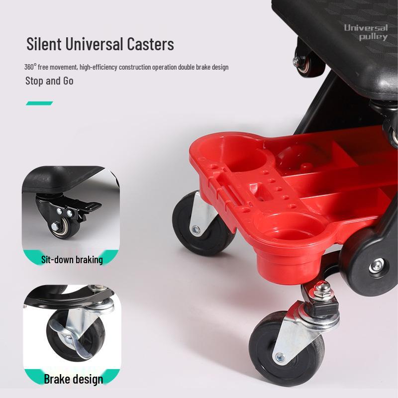 Car Detailing & Polishing Stool with Removable Seat and Sliding Creeper