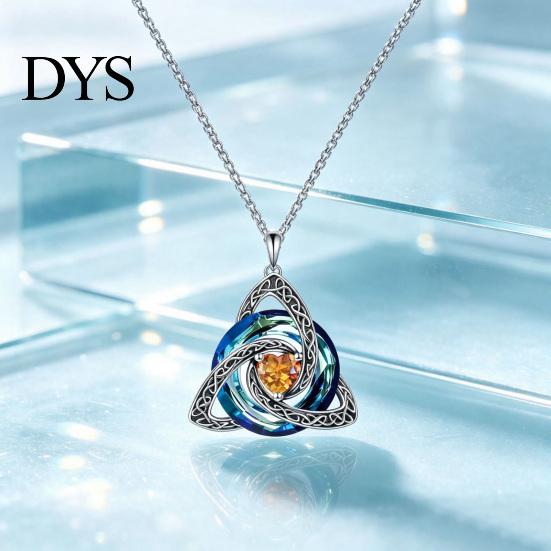 Personalized Birthday Gift Celtic Knot Birthstone Necklace for Women, Cubic Zirconia Pendant Necklace, Irish Jewelry, Her Wife Girlfriend Mother
