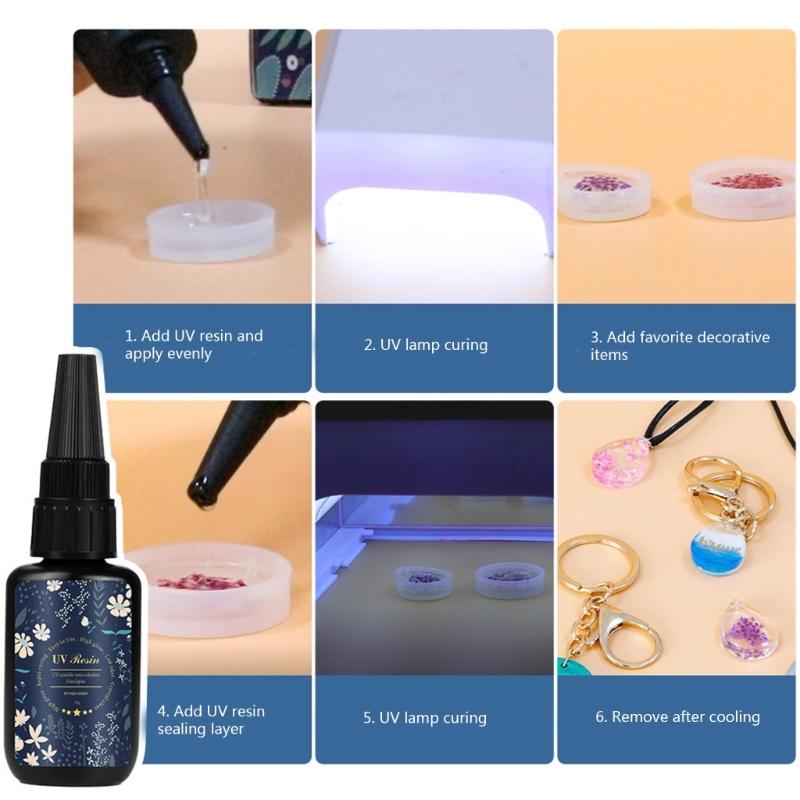 Resina Dura UV Cristallina Resina a Polimerizzazione Rapida Ultravioletta per Creazione di Gioielli Decorazione Artigianale, Colla Dura Trasparente