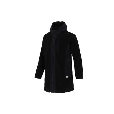 adidas Giacca Calda Foderata in Pile di Media Lunghezza con Cappuccio e Logo Uomo Capispalla Nero H39285