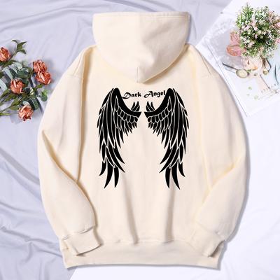 Bluza z kapturem Dark Angel Giant Wings Print damska modna, swobodna bluza z kapturem luźna, polarowa, miękka, oddychająca, miękka, sportowa, damska
