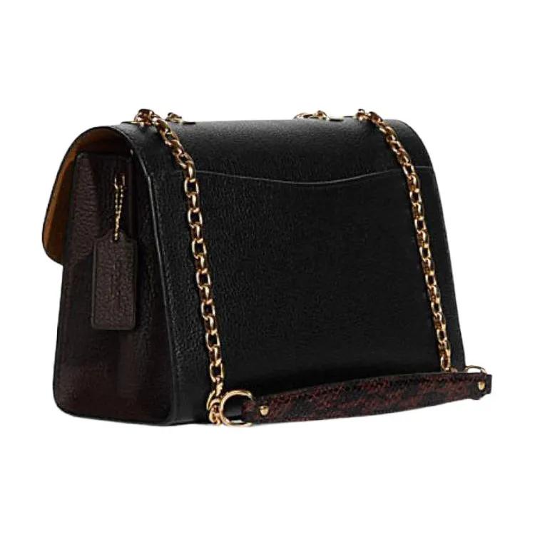 Coach Lane Leather Trunk Bag , Crossbody Bag , Shoulder Bag Handbags Medium Women's Black (Unisex) Handbags C8595 IMA47