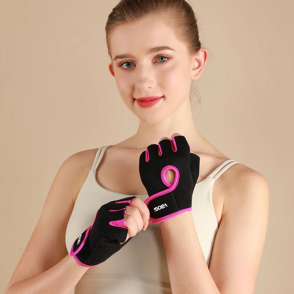 Vbosi Adjustable Half Finger Sports Gloves For Weightlifting Dumbbell Cycling Fitness Training Breathable For Women Men
