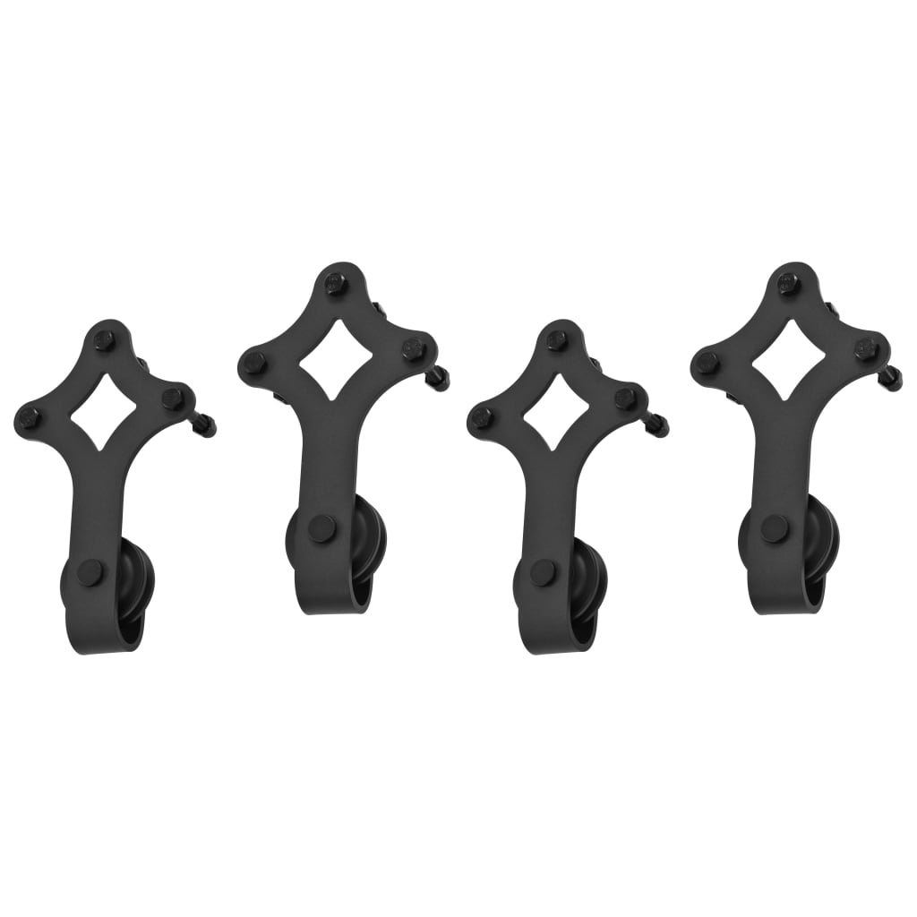 Sliding Door Hardware Sets 2 Pcs 183 Cm Steel Black