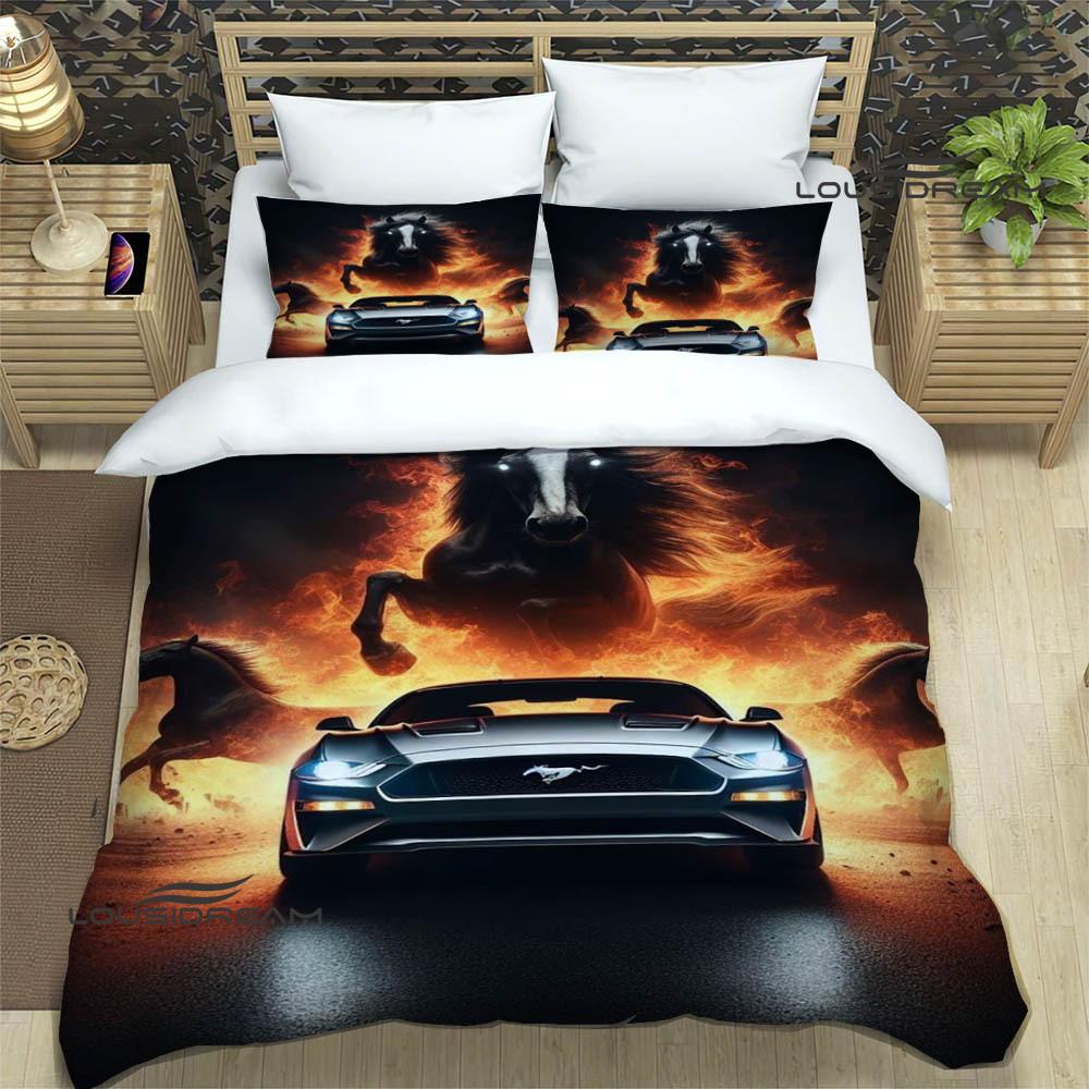 3D M-Mustang logo samochodu Pościel wykwintny zestaw pościeli poszewka na kołdrę zestaw kołdry pościel luksusowy prezent urodzinowy
