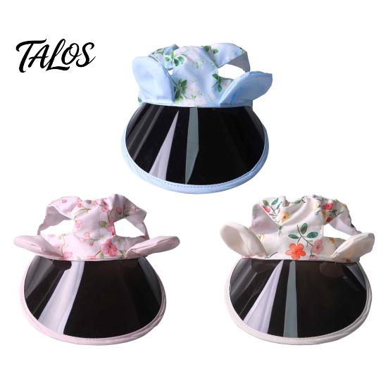 Talos Pet Sun Visor Hat, Summer Floral Cat Cap with Ear Holes, Adjustable Wide Sunshade Brim Hat Cute Rabbit Ears for Cats Dogs Outdoor Protection