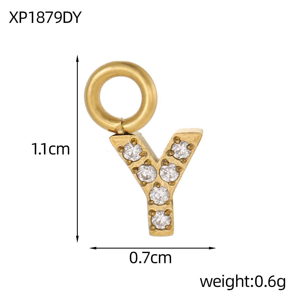 

CARLIDANA A-Z Letter Charms Custom DIY 26 Letter Zircon Pendant Gold Plated Stainless Steel Waterproof Charms for Jewelry Making