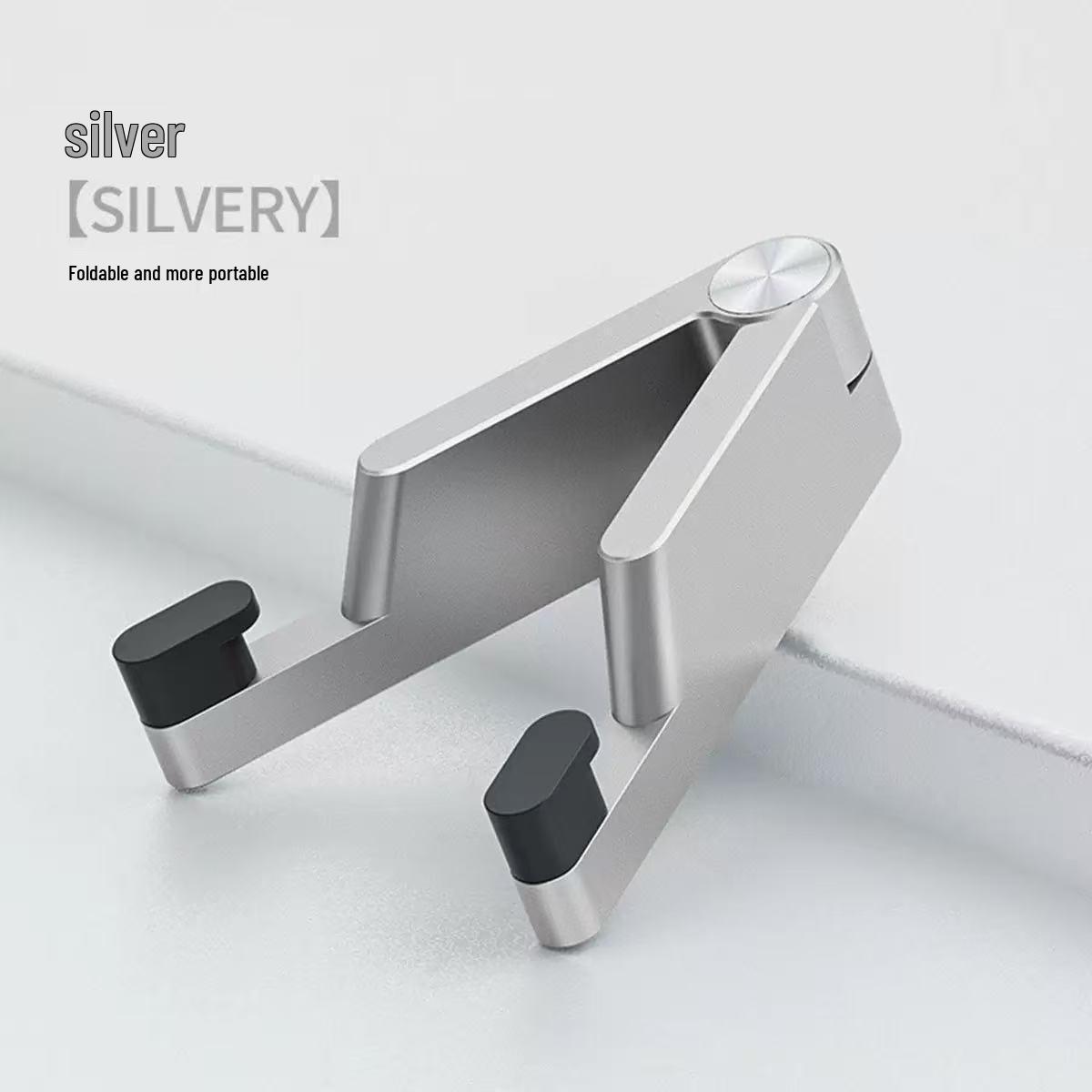 Compact Aluminum V-Shaped Phone Holder for Live Streaming and Travel Silver V-shaped Stand