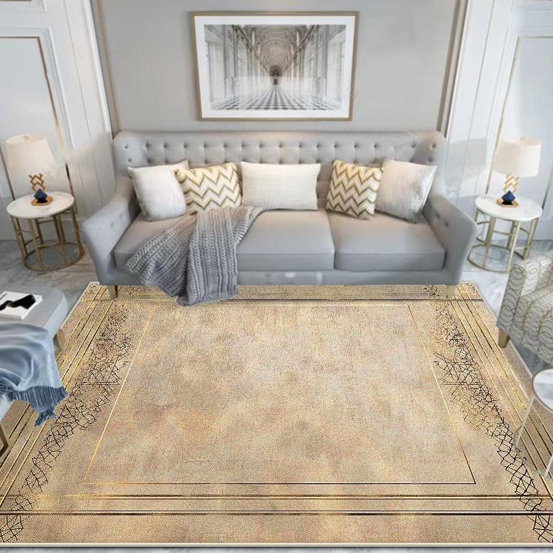 Chinese Style Carpet Living Room High-end Luxury American Hairless Tea Table Rug Short Velvet Bedroom Bed End Floor Mat Lounge