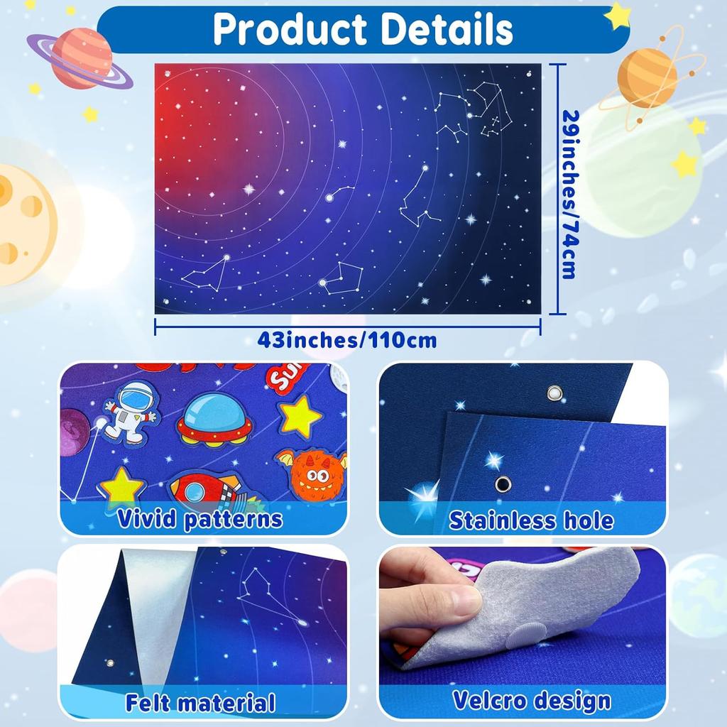 Toys Toys Montessori Felt Board Story Set Preschool Learning Activities Board Outer Space Scientific Cognition Party Decorations
