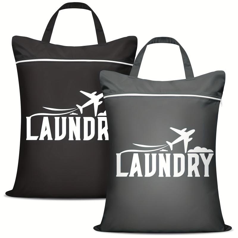 

2pcs Large Washable Travel Laundry Bags, Suitable for Diapers, Dirty Clothes, Swimwear, Gym, College Dorm Dry and Wet Bags