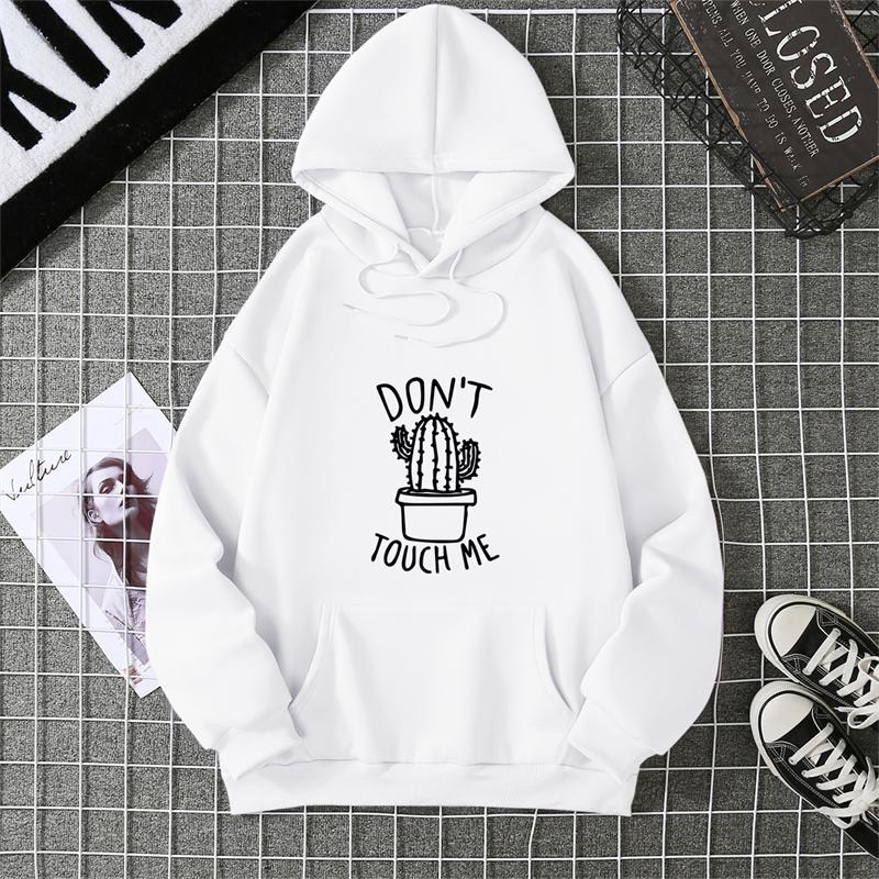 Creativity DON T TOUCH ME Hoodies Women Street Style Hoody Autumn Loose Fleece Clothing Comfortable Pullover Sweatshirt