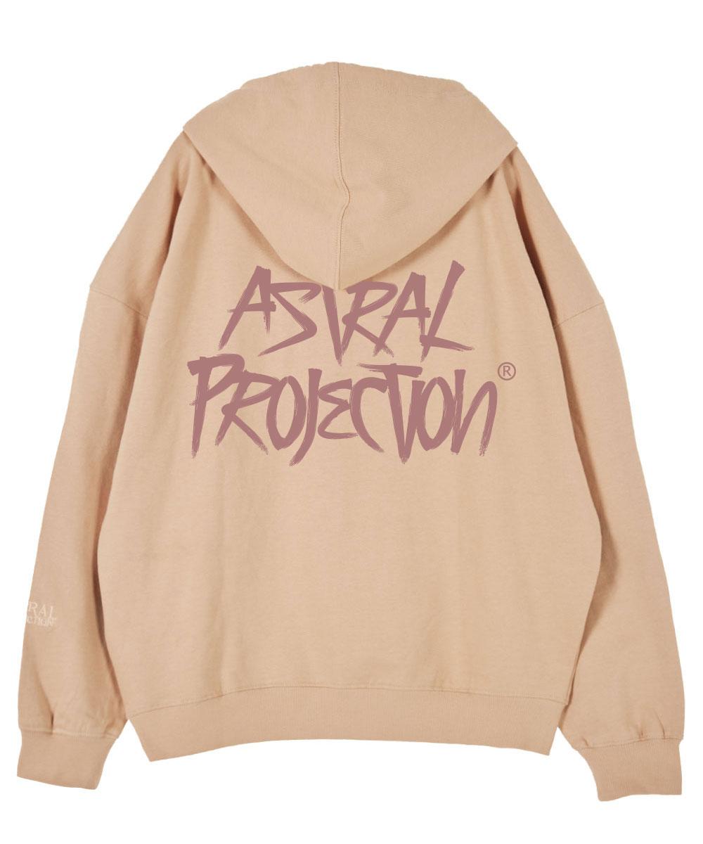 Astral Projection Graffiti Lettering Oversized Drop Shoulder Hoodie_Peach M