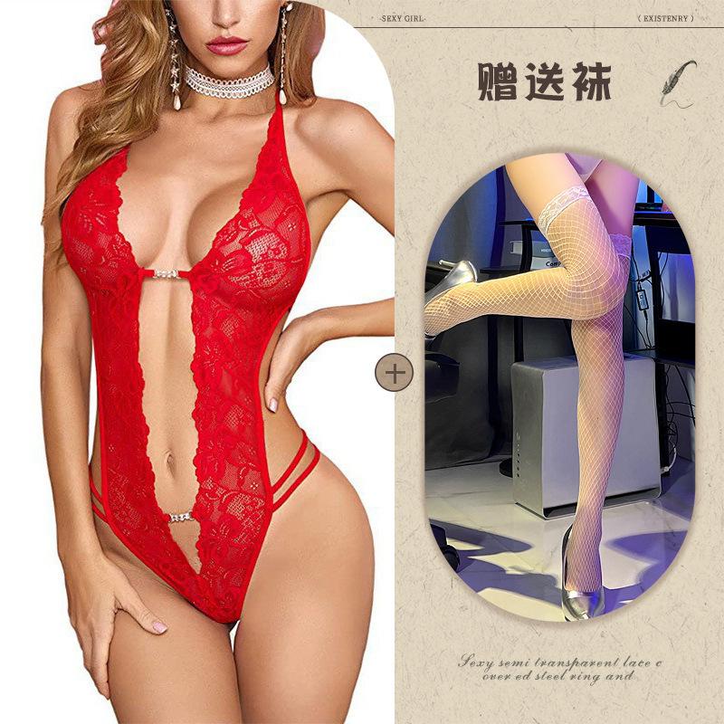 European and American sexy lingerie perspective backless body sculpting lace