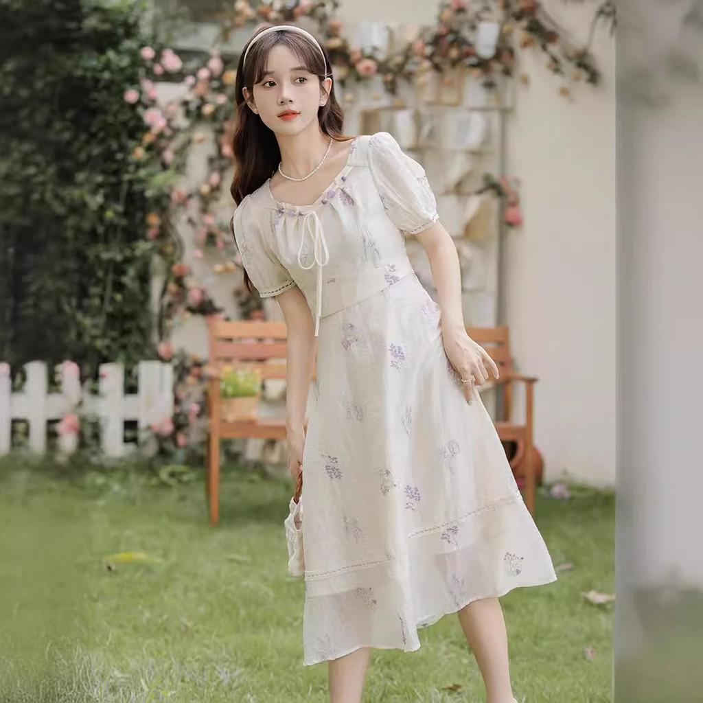 Summer small skirt long dress sweet floral dress women