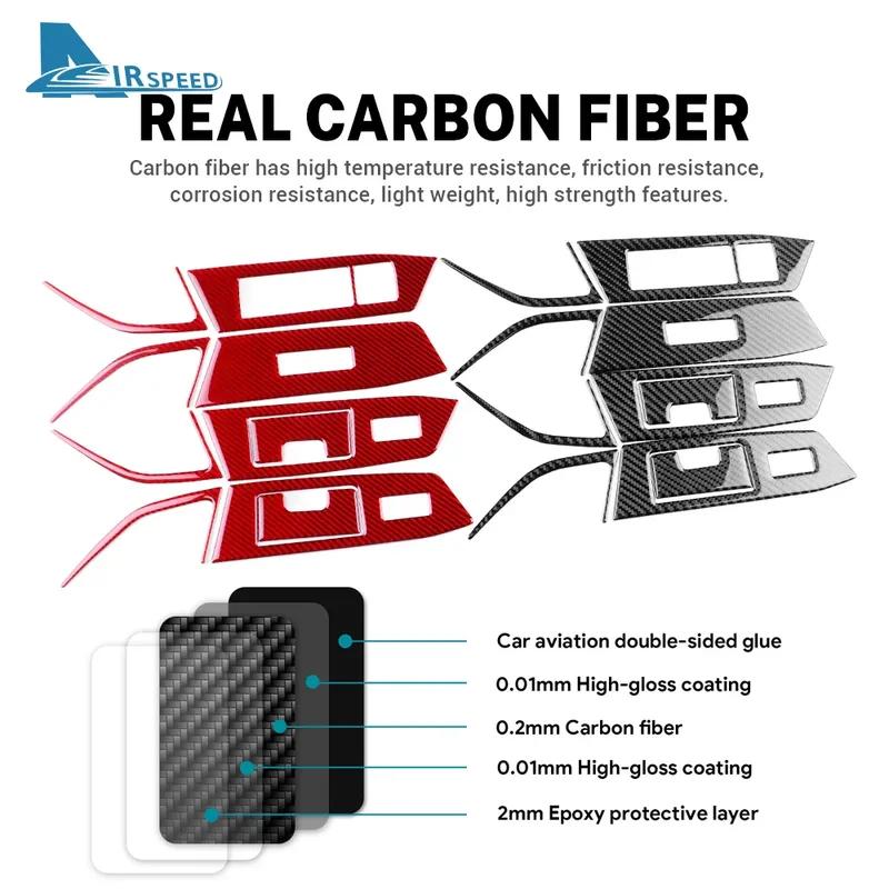 Real Soft Carbon Fiber Sticker For Lexus GS 2012 2013 2014 2015 2016 2017 2018  LHD RHD Car Window Lift Button Panel Trim