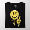 Melting Smiley Face T-Shirt: Drippy Peace Sign, Grunge Rave Graphic Tee