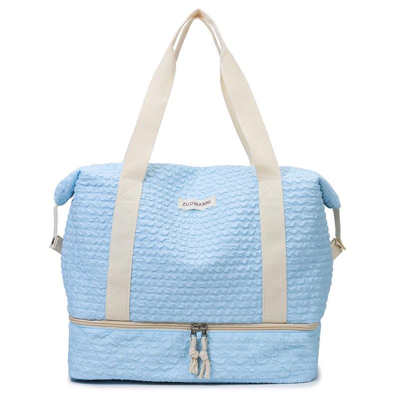 Pleated model with shoe compartment dry and wet separation fitness yoga bag outdoor picnic ingredients storage cotton clothes hand luggage bag