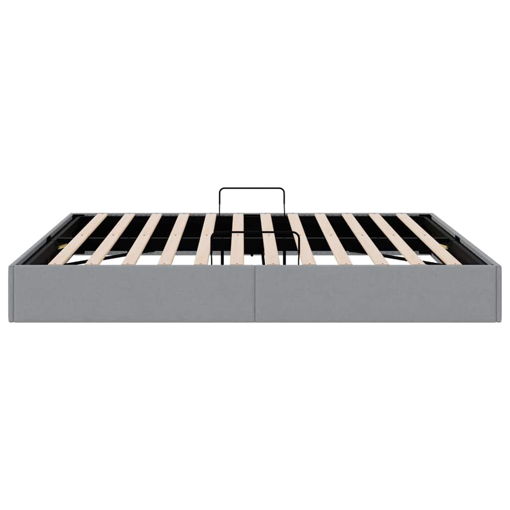 Storage Bed with Storage Light Gray 193 x 203 cm Fabric