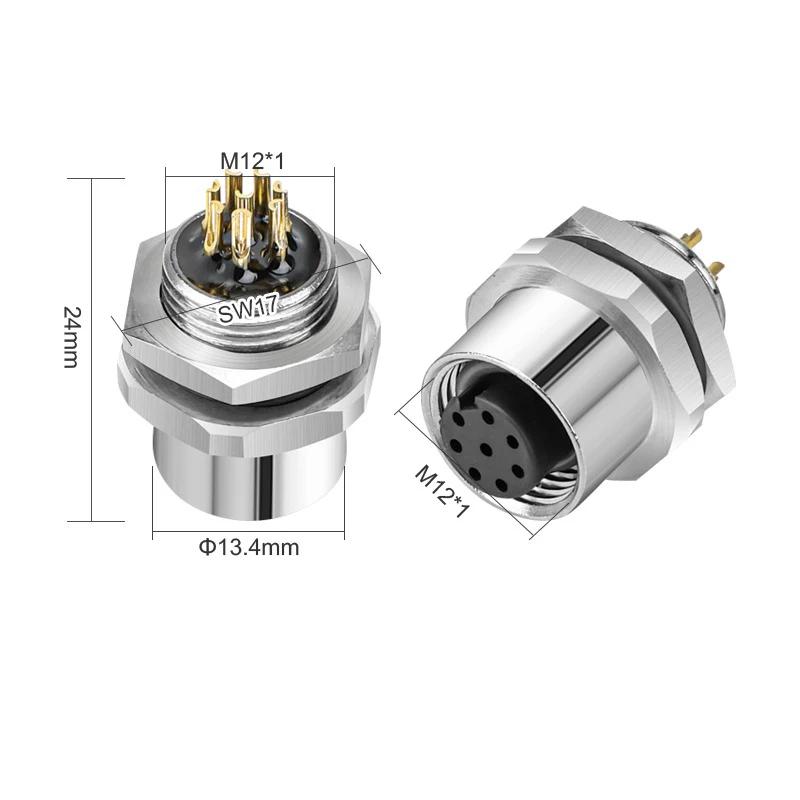 Waterproof 4 Pin 5pin 8pin M12 Power Aviation Connector Screw Threaded Panel Mount Male Plug Female Socket LED Lighting IP67