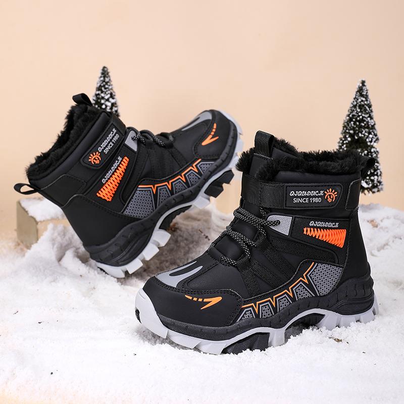 Winter Children's Fashionable Fleece Warm High Top Outdoor Cotton Boots Snow Boots Casual Cotton Shoes