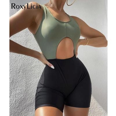 Neue Sexy Spleißen Cut Out Shorts Frauen Bademode Einteiligen Badeanzug Weibliche Gepolsterte Badende Badeanzug Schwimmen Dame