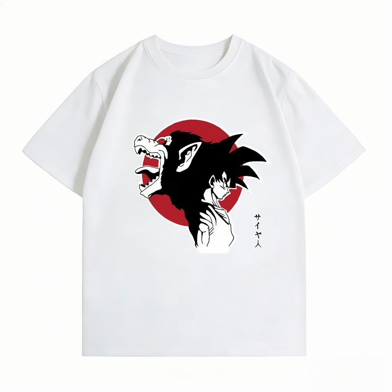 Bandai Dragon Ball Goku Oozaru Saiyan Silhouette Print Tshirt Casual Short Sleeve Cotton Anime Streetwear Unisexs Tshirt S
