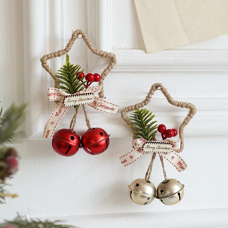 15.5x9.5cm Hollow-out Five-pointed Star Cute Door Hanging Xmas Atmosphere Pine Berry Design Home Decor Multi-Color